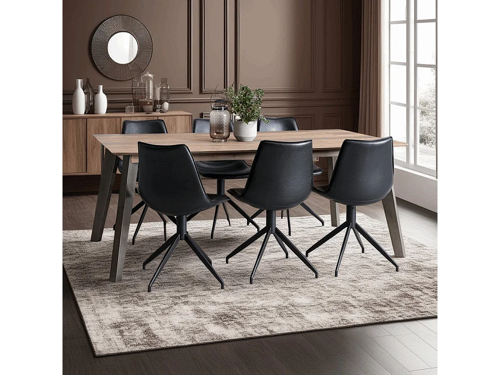 Lotto di 2 sedie girevole Isabel - Similpelle e Metallo - Nero