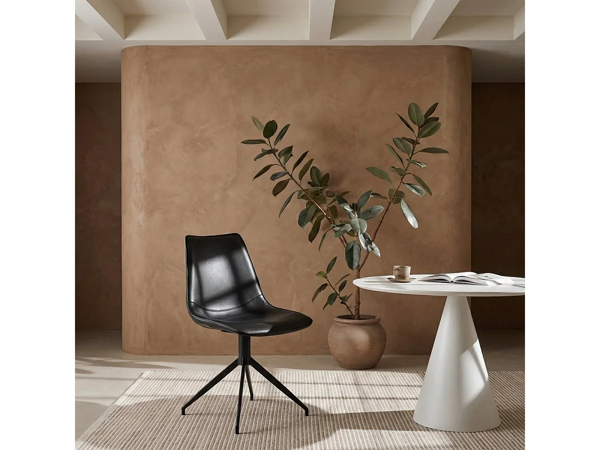 Lot de 2 chaises pivotant Isabel - Simili et métal - Noir