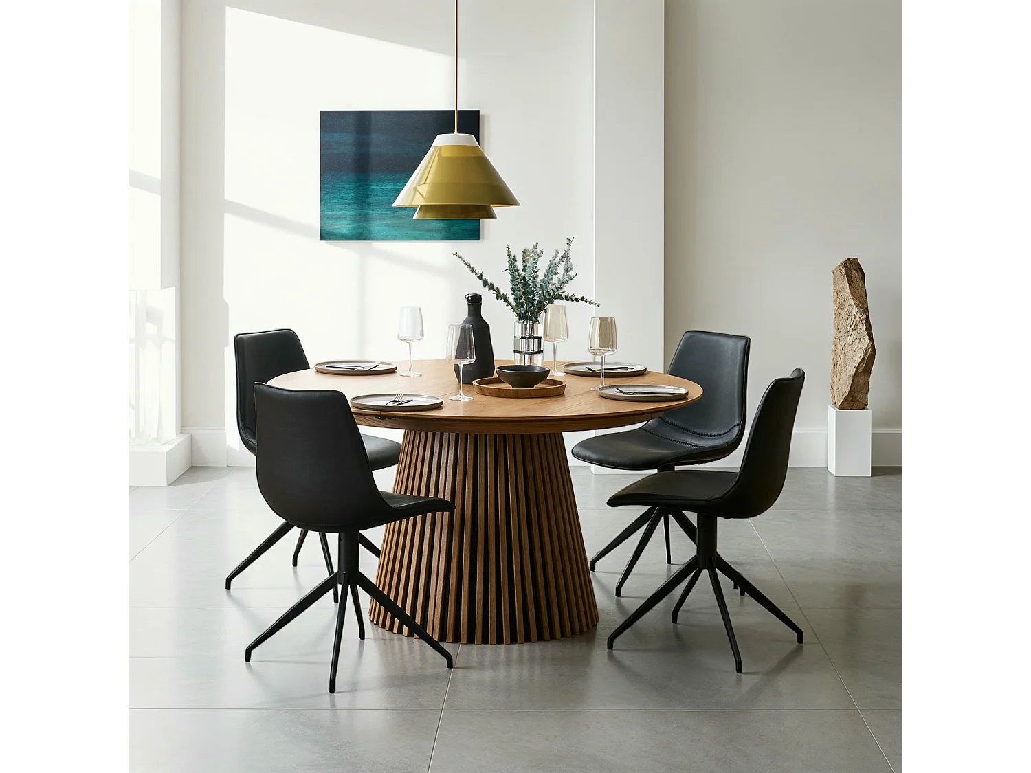 Lot de 2 chaises pivotant Isabel - Simili et métal - Noir