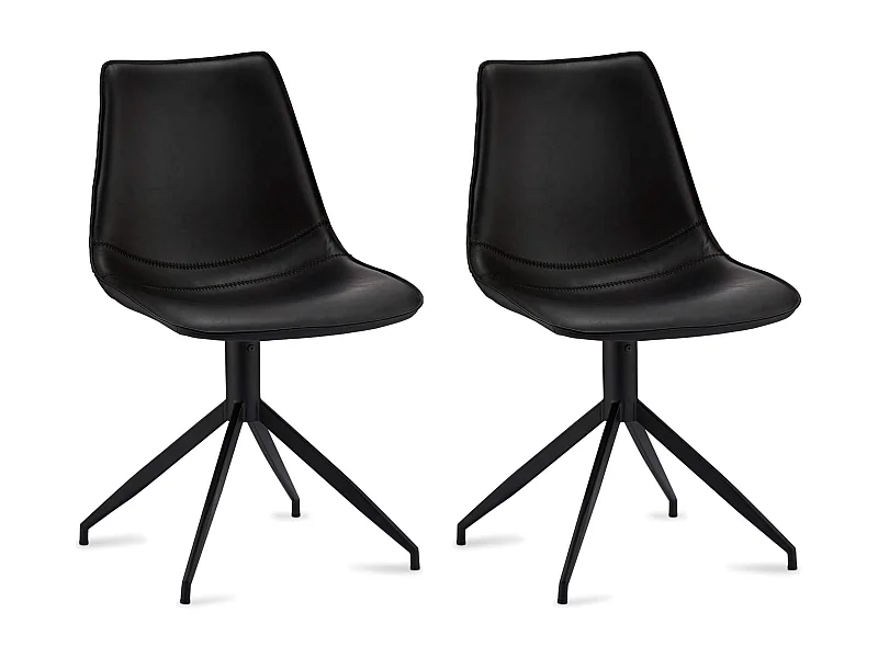 Lot de 2 chaises pivotant Isabel - Simili et métal - Noir