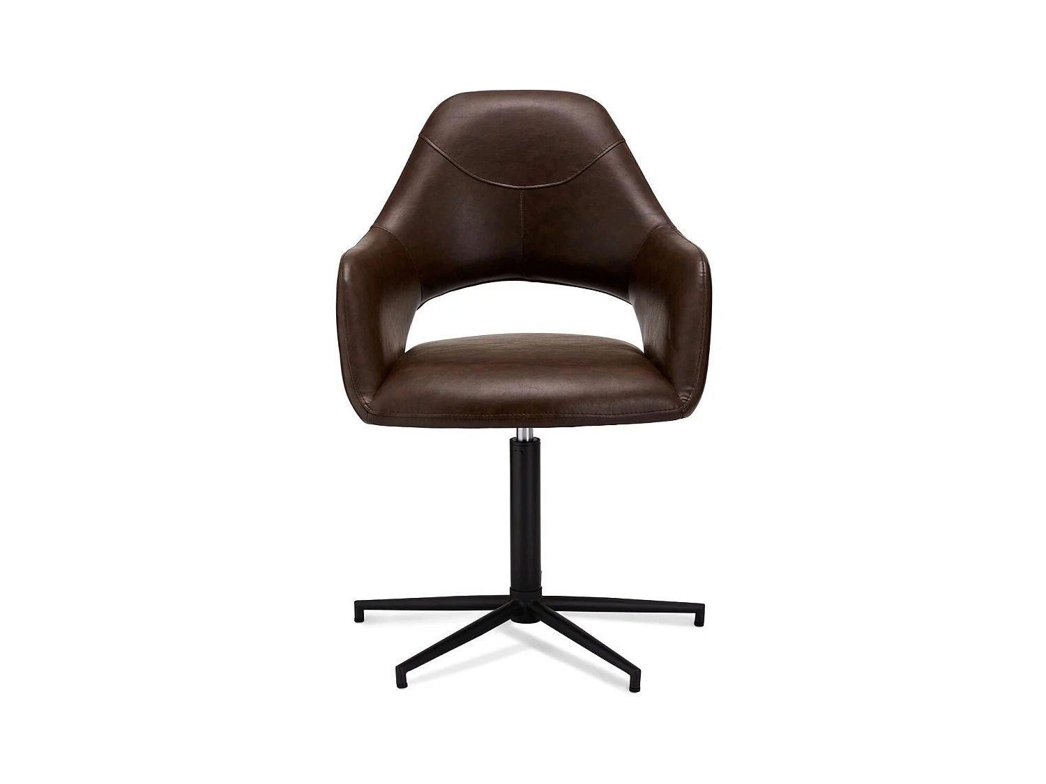 Juego de 2 sillas con brazos Luna - Piel sintética y metal - Marrón