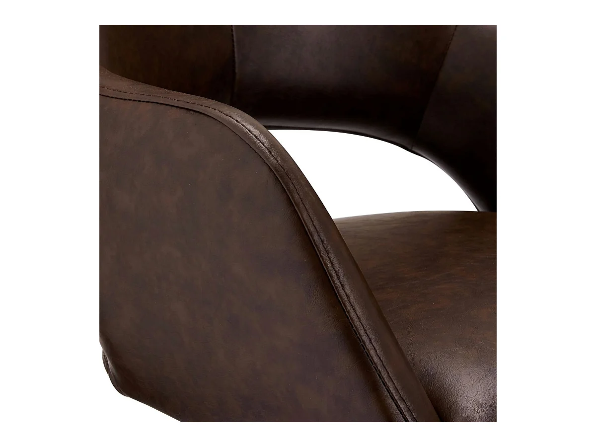 Juego de 2 sillas con brazos Luna - Piel sintética y metal - Marrón