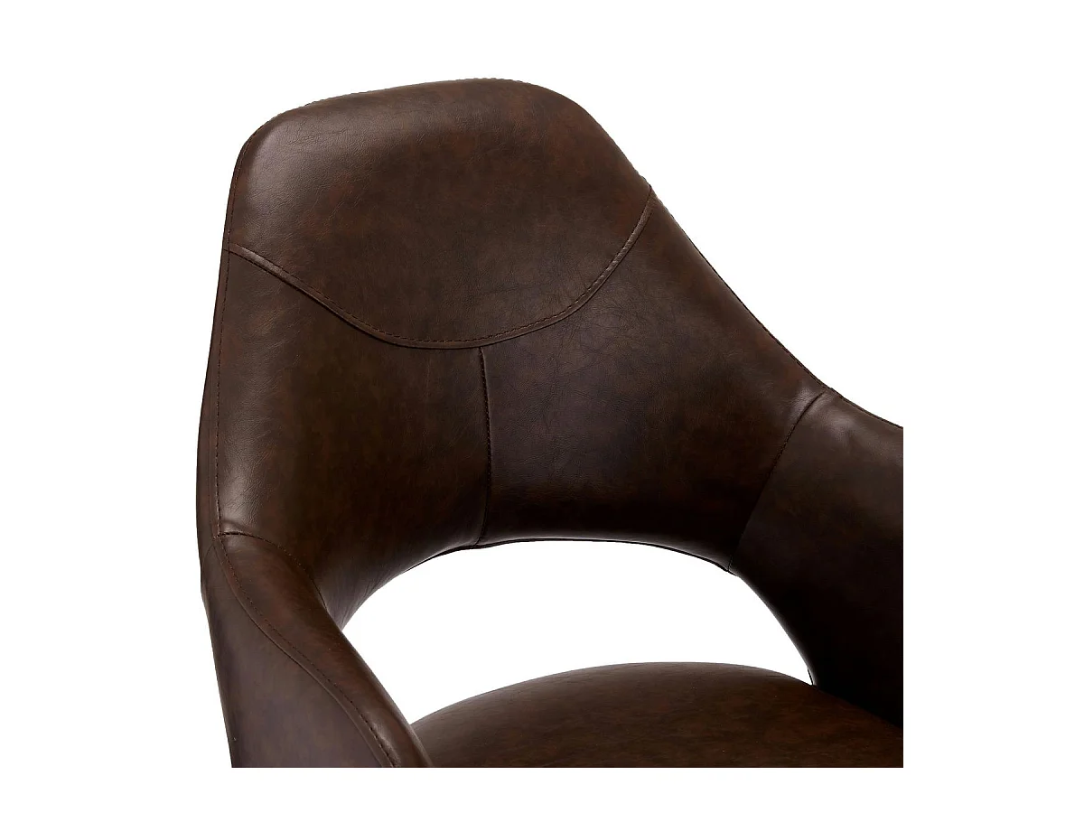 Esszimmerstuhl Drehbar 2er Set Luna - Kunstleder & Metall - Braun