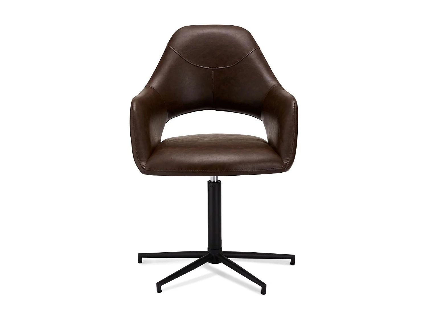 Lot de 2 chaises avec accoudoirs Luna - Simili et métal - Marron