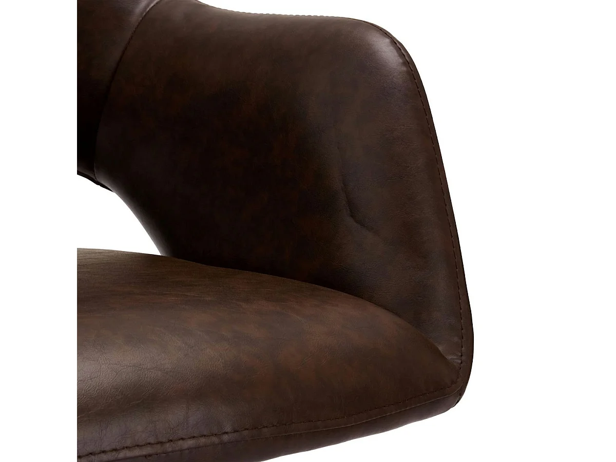 Lot de 2 chaises avec accoudoirs Luna - Simili et métal - Marron