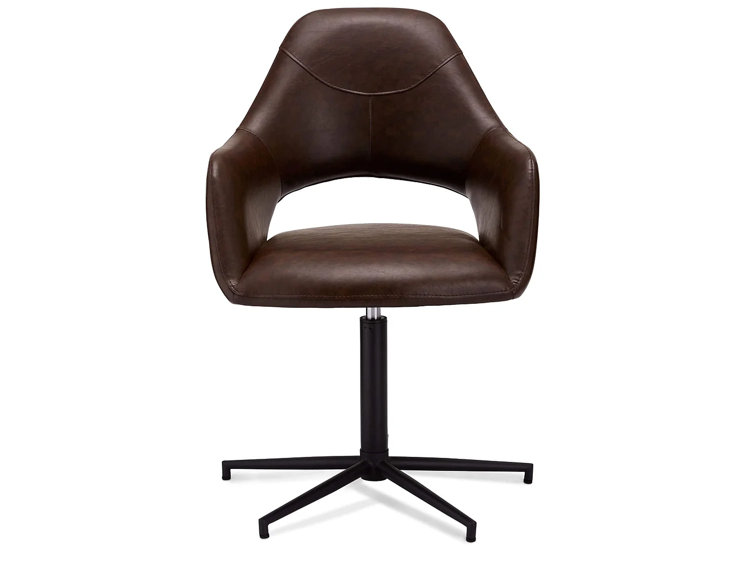 Lot de 2 chaises avec accoudoirs Luna - Simili et métal - Marron