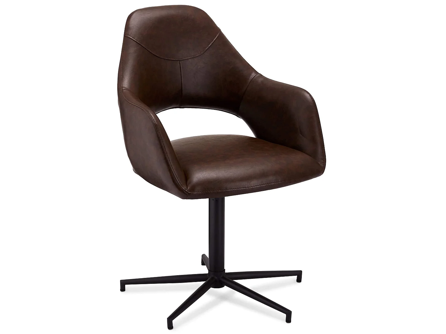 Lot de 2 chaises avec accoudoirs Luna - Simili et métal - Marron