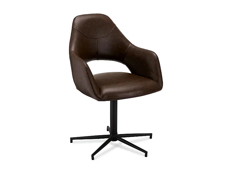 Set van 2 stoelen Luna - Met armleuning - Kunstleer & metaal - Bruin