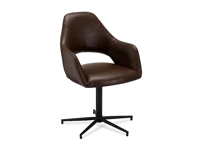 Set van 2 stoelen Luna - Met armleuning - Kunstleer & metaal - Bruin