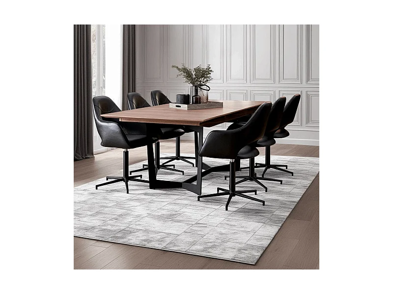 Esszimmerstuhl Drehbar 2er Set Luna - Kunstleder & Metall - Schwarz