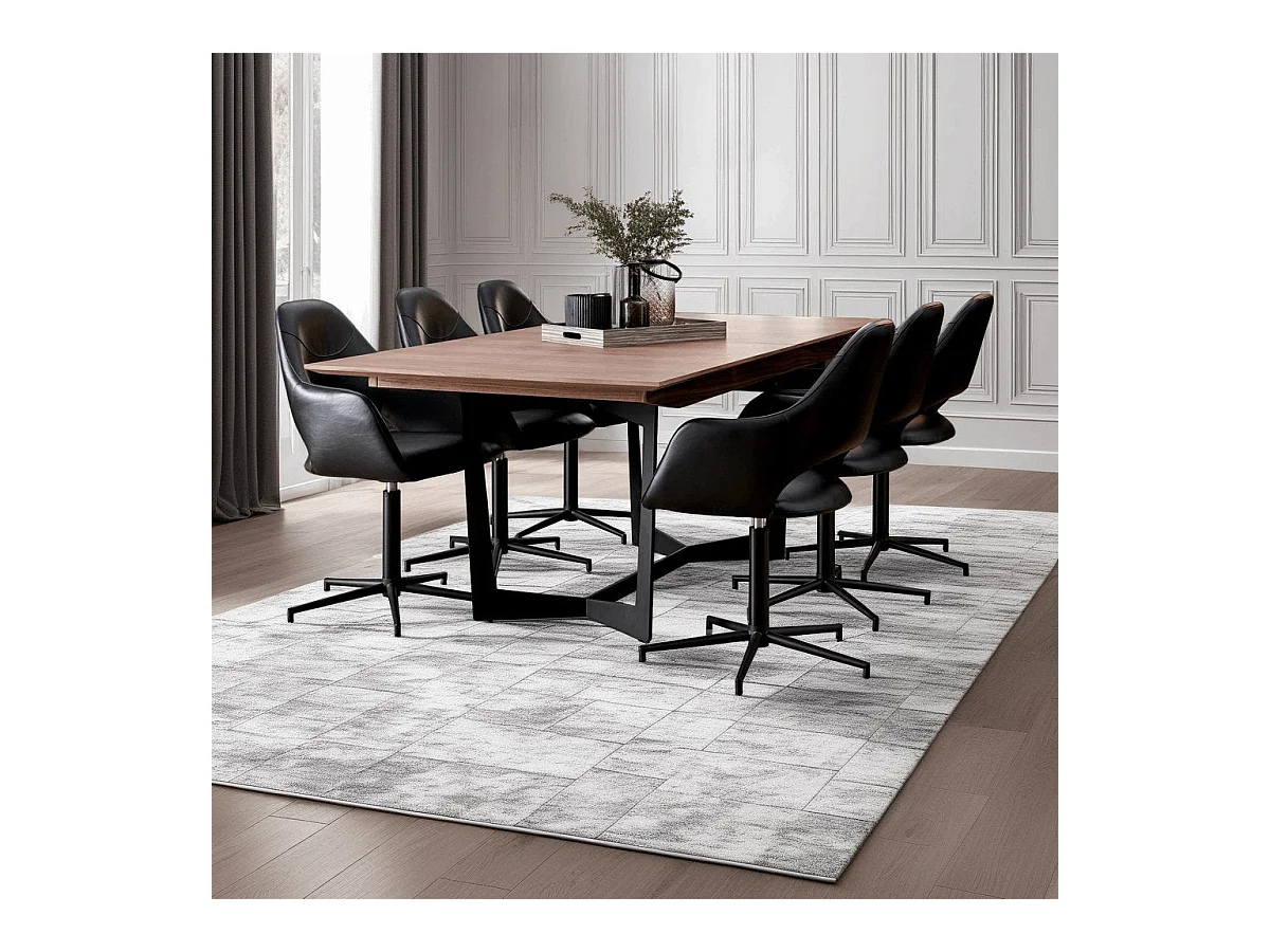Set van 2 stoelen Luna - Met armleuning - Kunstleer & metaal - Zwart