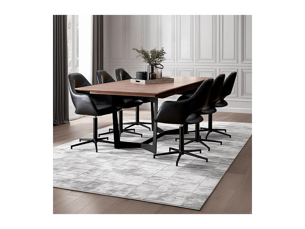 Set van 2 stoelen Luna - Met armleuning - Kunstleer & metaal - Zwart