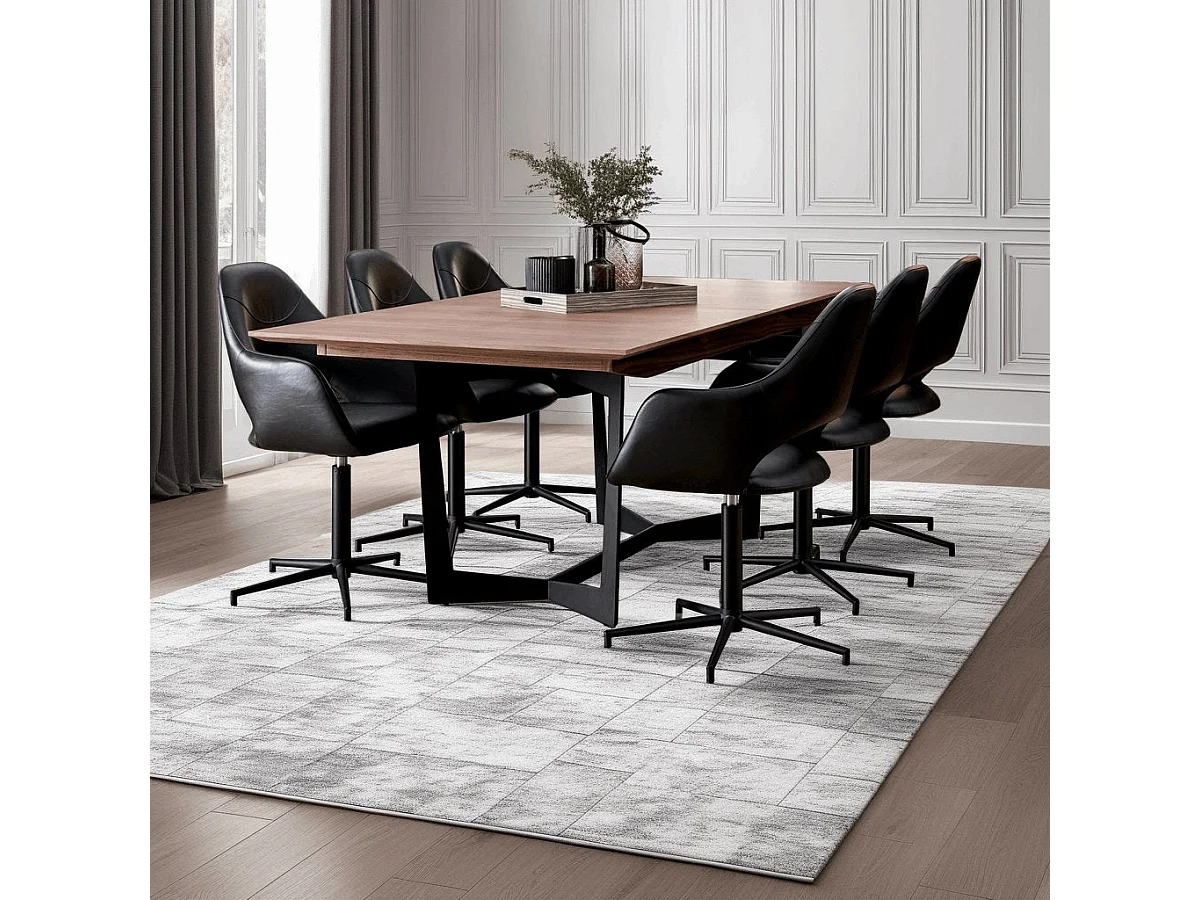 Lot de 2 chaises avec accoudoirs Luna - Simili et métal - Noir