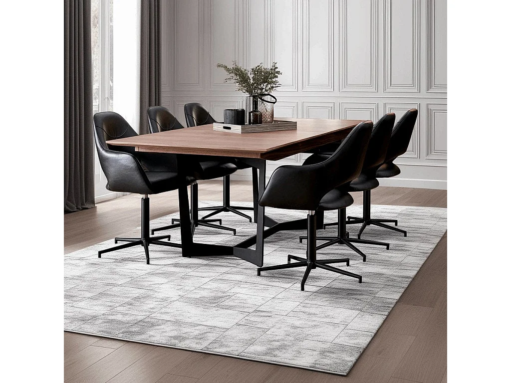 Lot de 2 chaises avec accoudoirs Luna - Simili et métal - Noir