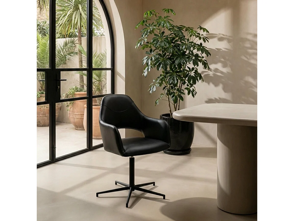 Lot de 2 chaises avec accoudoirs Luna - Simili et métal - Noir