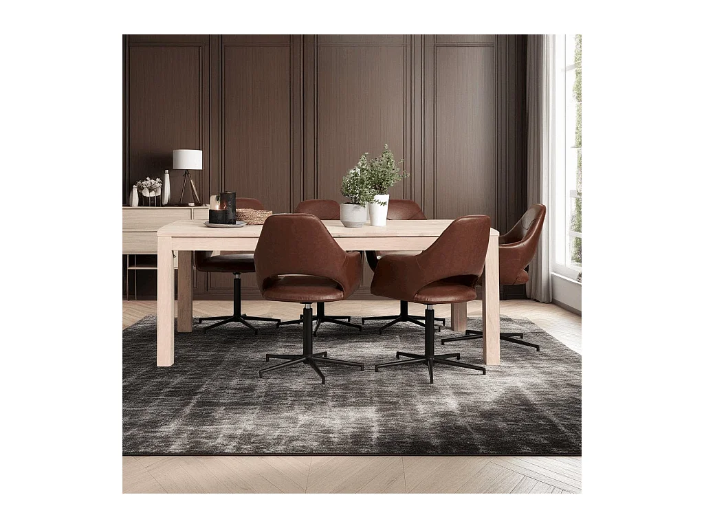 Lotto di 2 sedie con braccioli girevole Luna - Similpelle e Metallo - Marrone chiaro