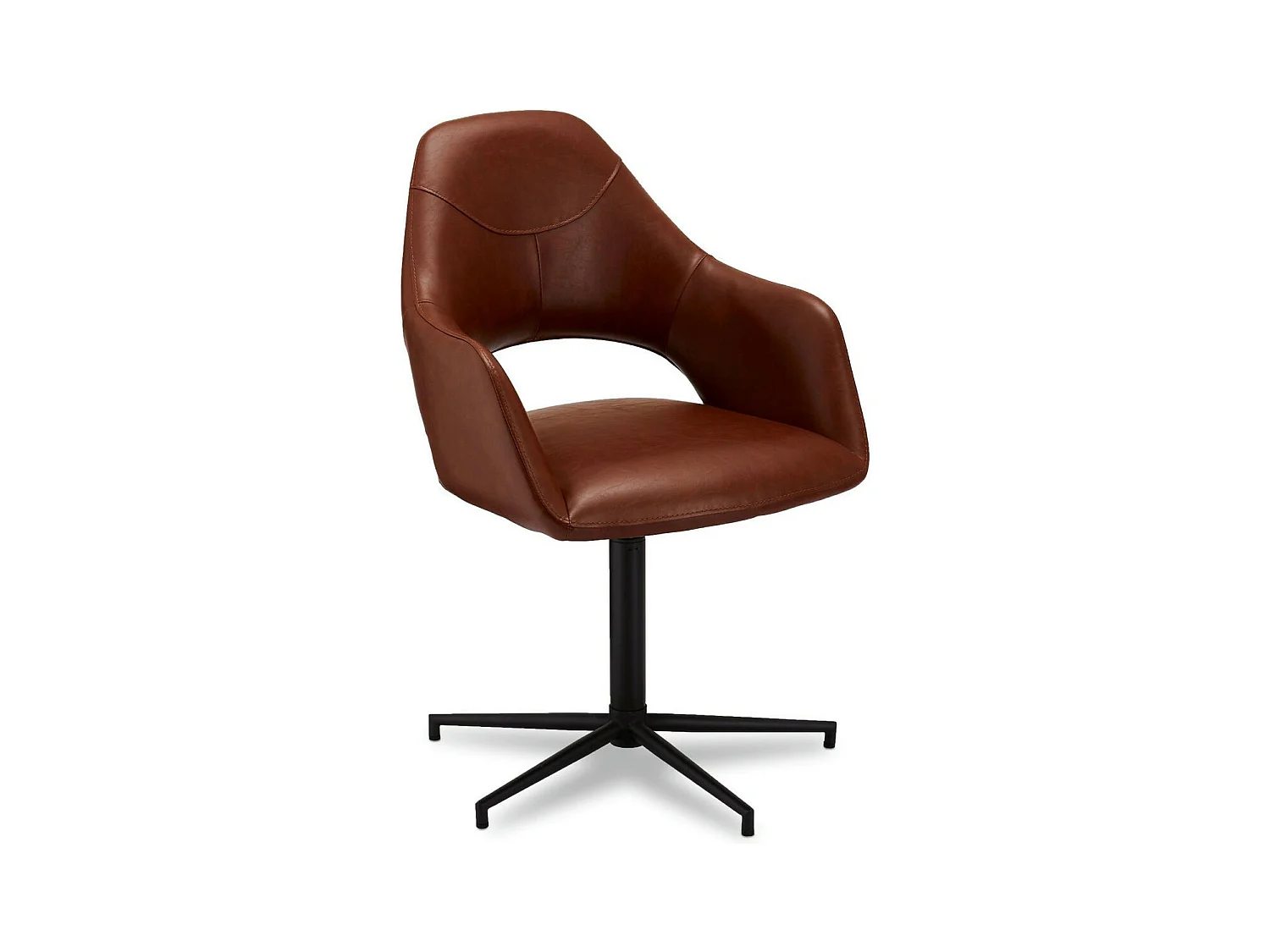 Lot de 2 chaises avec accoudoirs Luna - Simili et métal - Marron