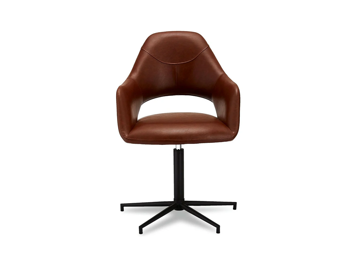 Set van 2 stoelen Luna - Met armleuning - Kunstleer & metaal - Bruin