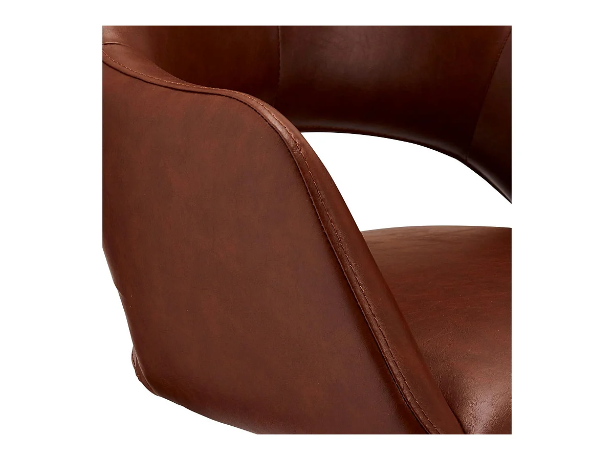 Set van 2 stoelen Luna - Met armleuning - Kunstleer & metaal - Bruin