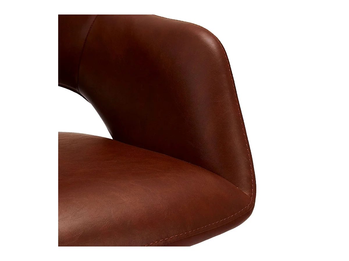 Set van 2 stoelen Luna - Met armleuning - Kunstleer & metaal - Bruin