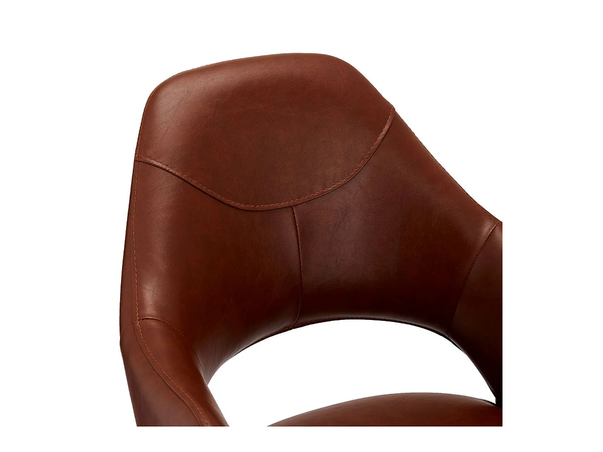 Set van 2 stoelen Luna - Met armleuning - Kunstleer & metaal - Bruin