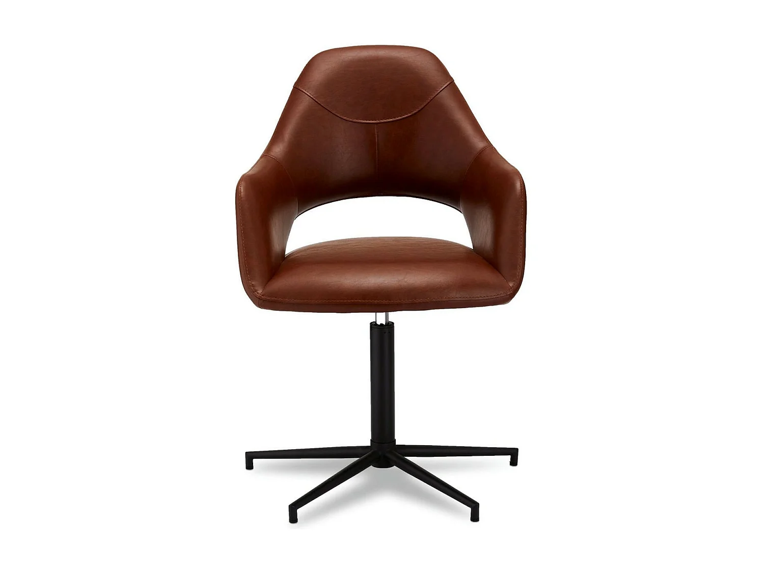 Set van 2 stoelen Luna - Met armleuning - Kunstleer & metaal - Bruin