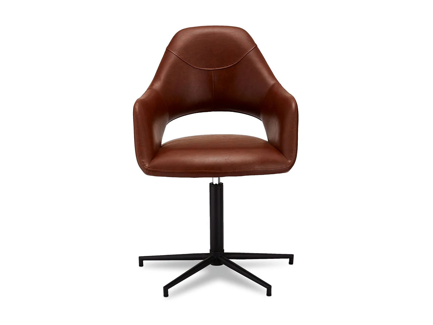 Lot de 2 chaises avec accoudoirs Luna - Simili et métal - Marron