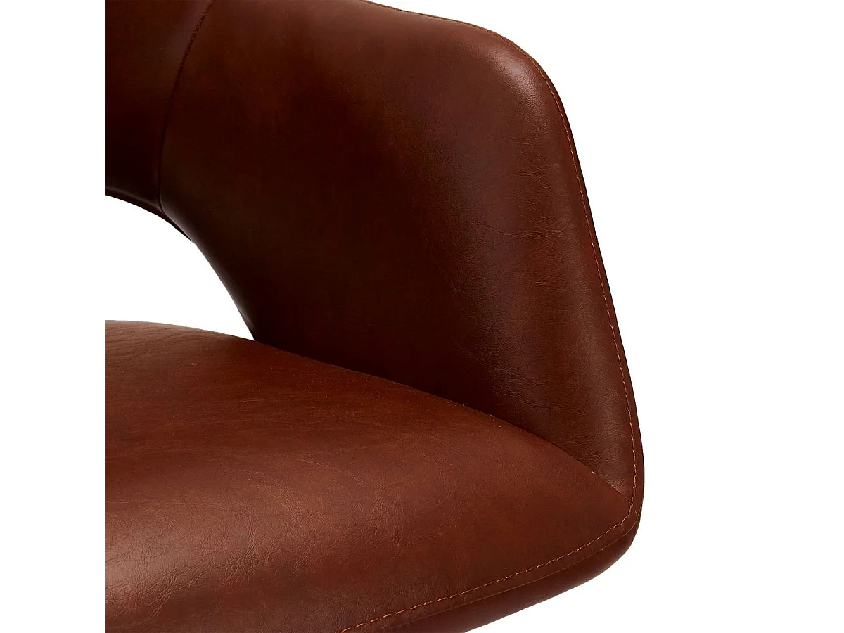 Lot de 2 chaises avec accoudoirs Luna - Simili et métal - Marron