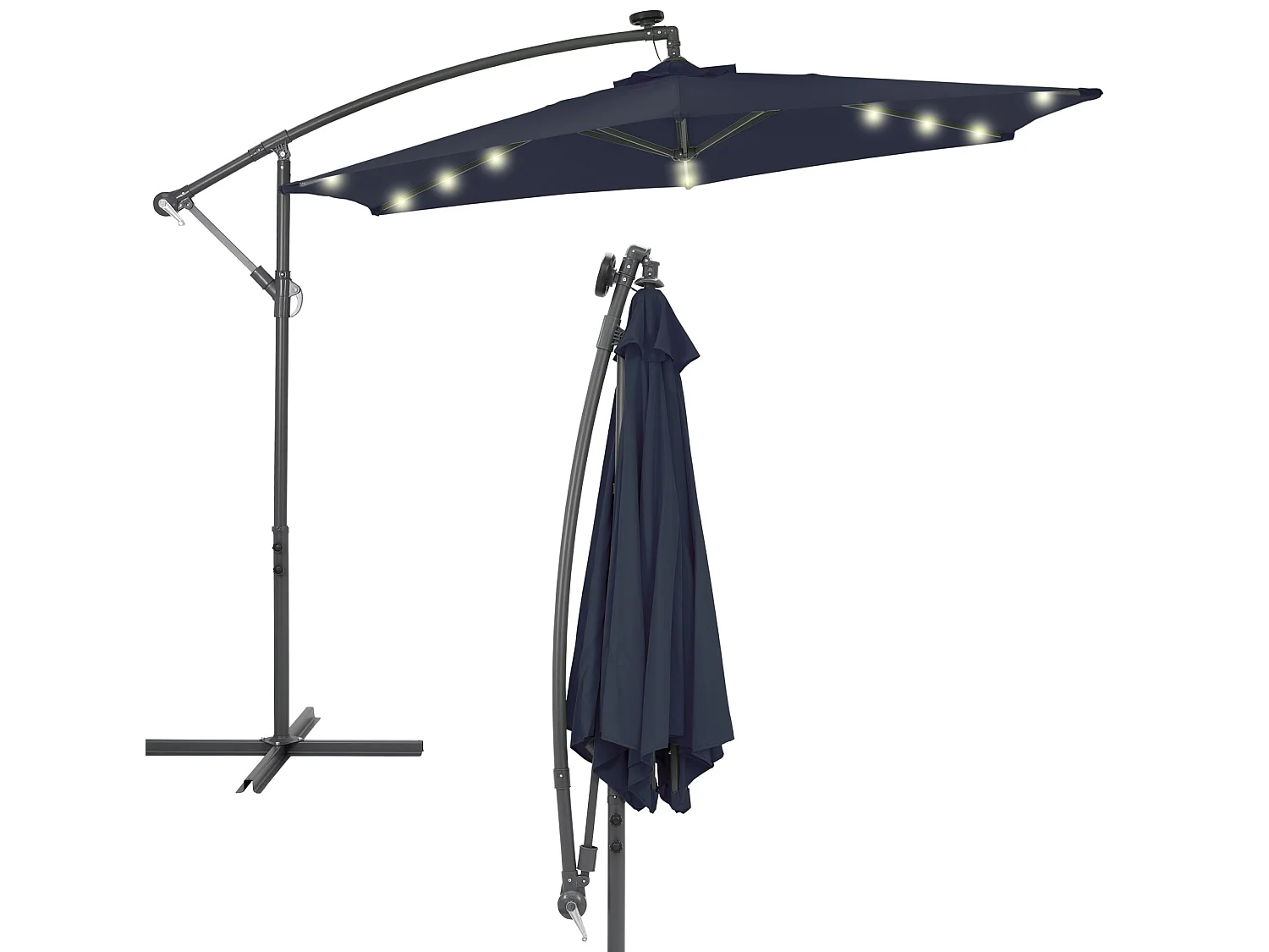 Parasol déporté de jardin LED éclairage solaire pare soleil Ø3m ECD Germany