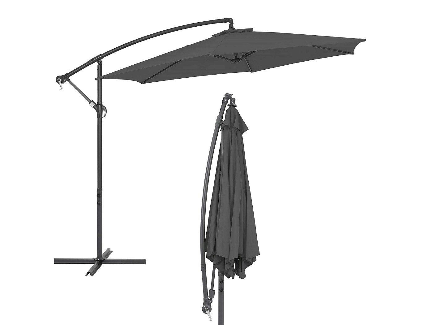 Parasol Inclinable 350 Cm – Aluminium, Toile Polyester – Protection UV40 – Pour Terrasse, Jardin