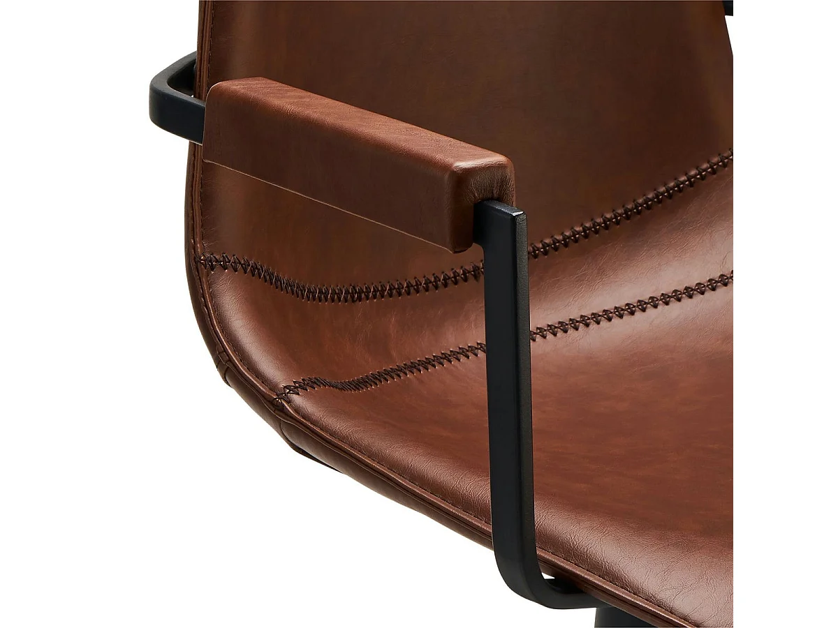 Lot de 2 chaises avec accoudoirs et pivotant Isabel - Simili et métal - Marron