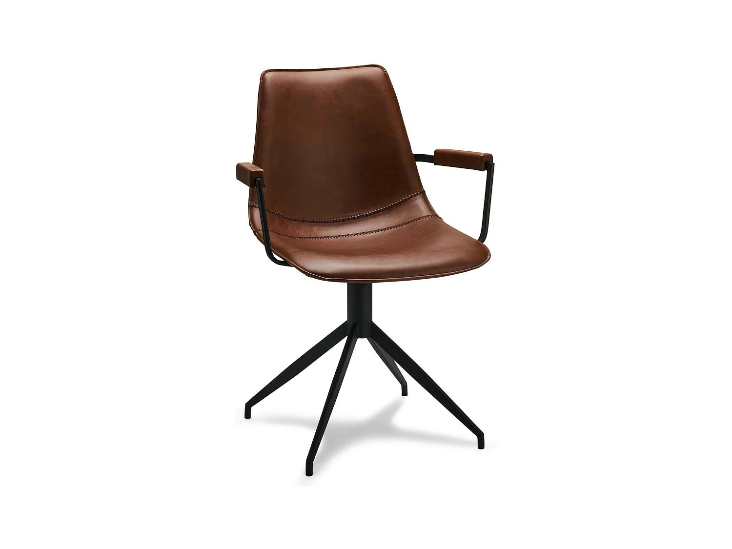 Set van 2 draaistoelen Isabel - Met armleuning - Kunstleer & metaal - Bruin