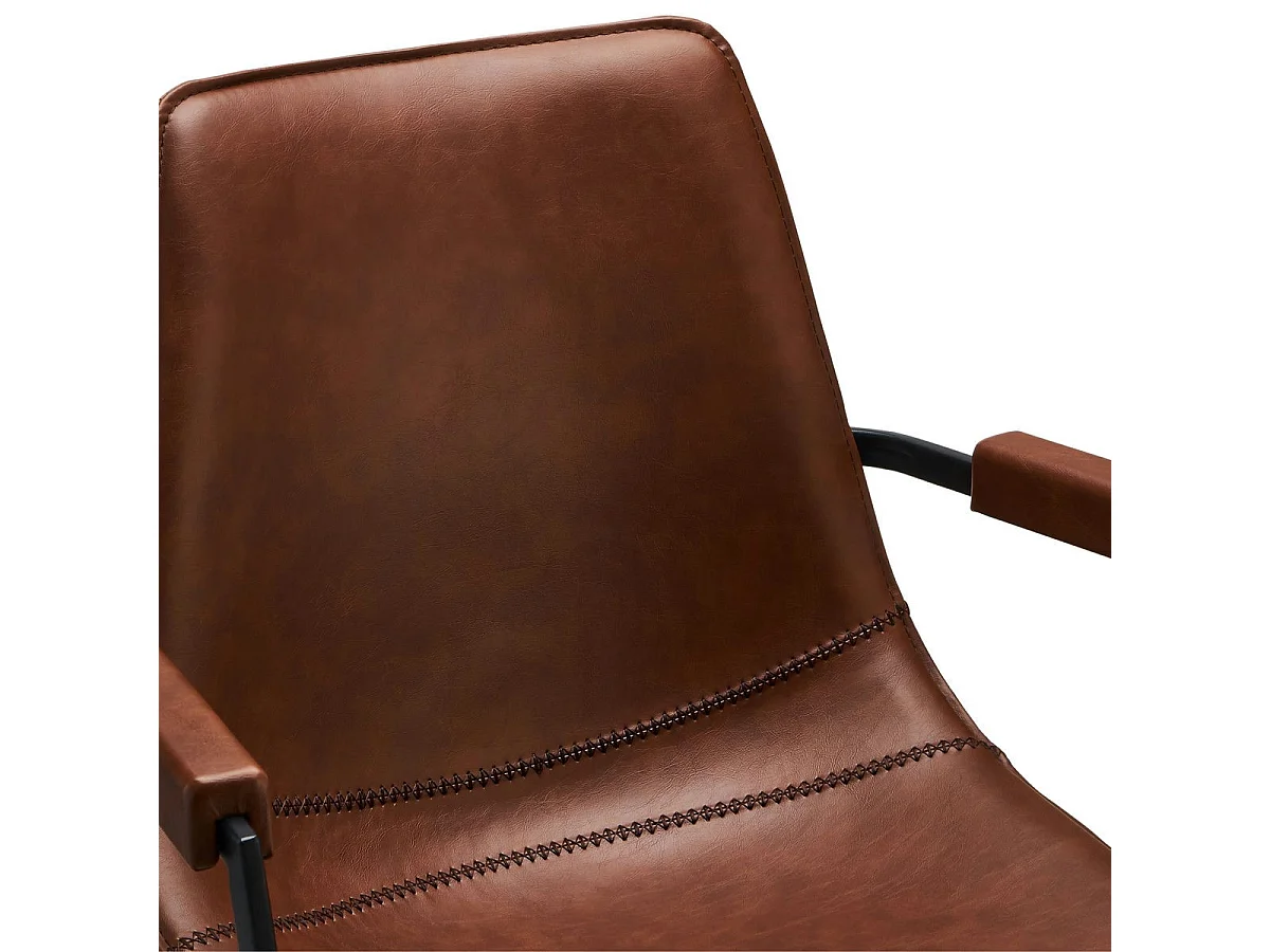 Set van 2 draaistoelen Isabel - Met armleuning - Kunstleer & metaal - Bruin