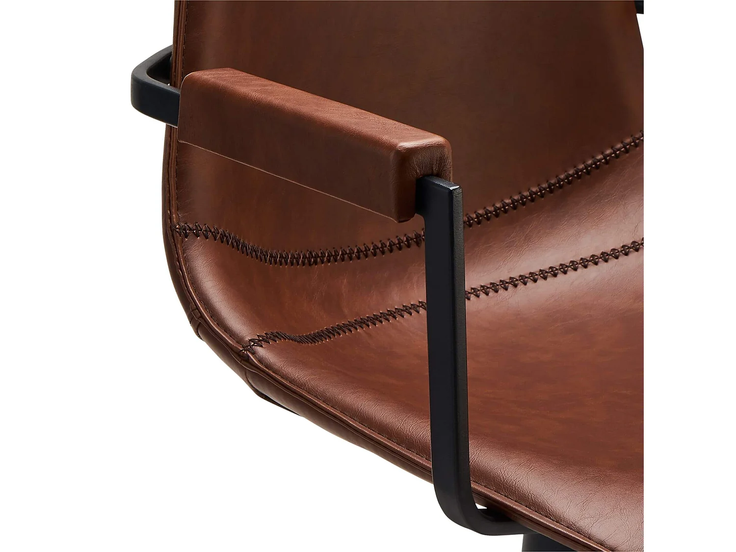 Lot de 2 chaises avec accoudoirs et pivotant Isabel - Simili et métal - Marron