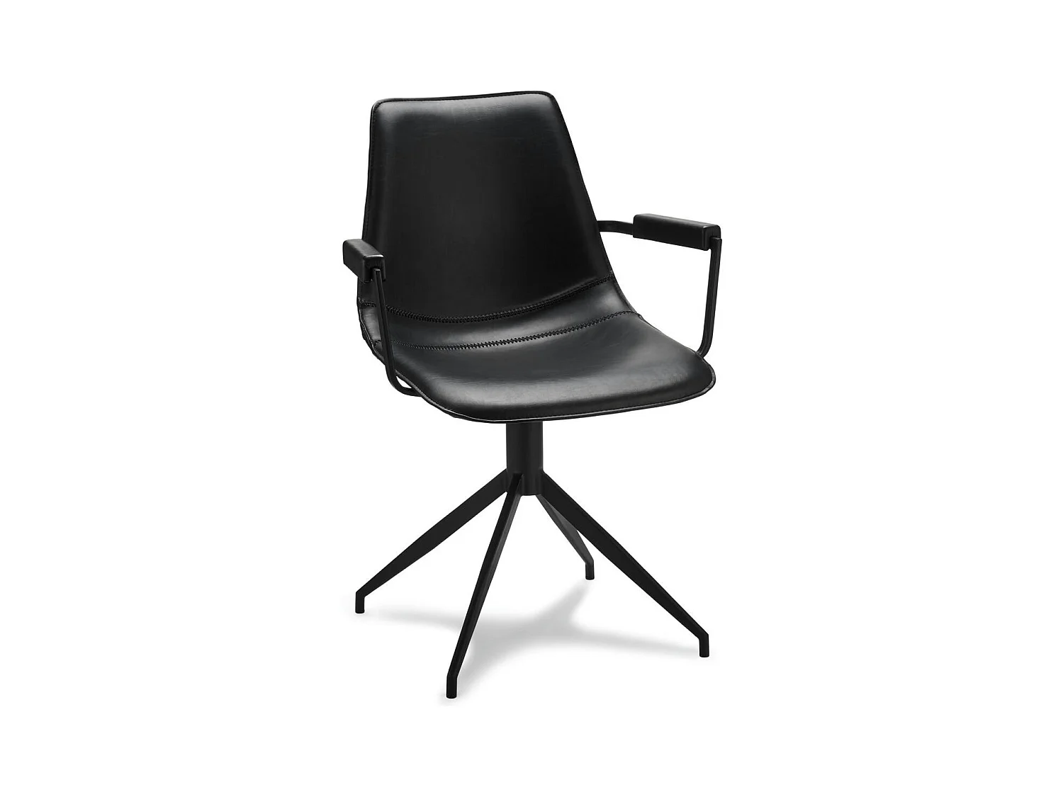 Set van 2 draaistoelen Isabel - Met armleuning - Kunstleer & metaal - Zwart