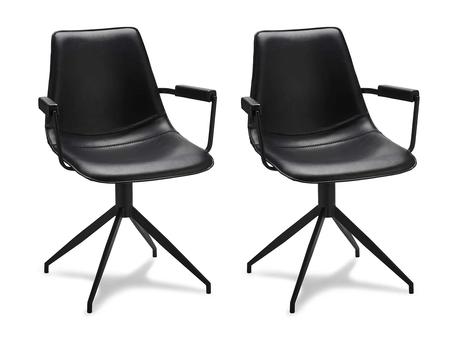 Lot de 2 chaises avec accoudoirs et pivotant Isabel - Simili et métal - Noir