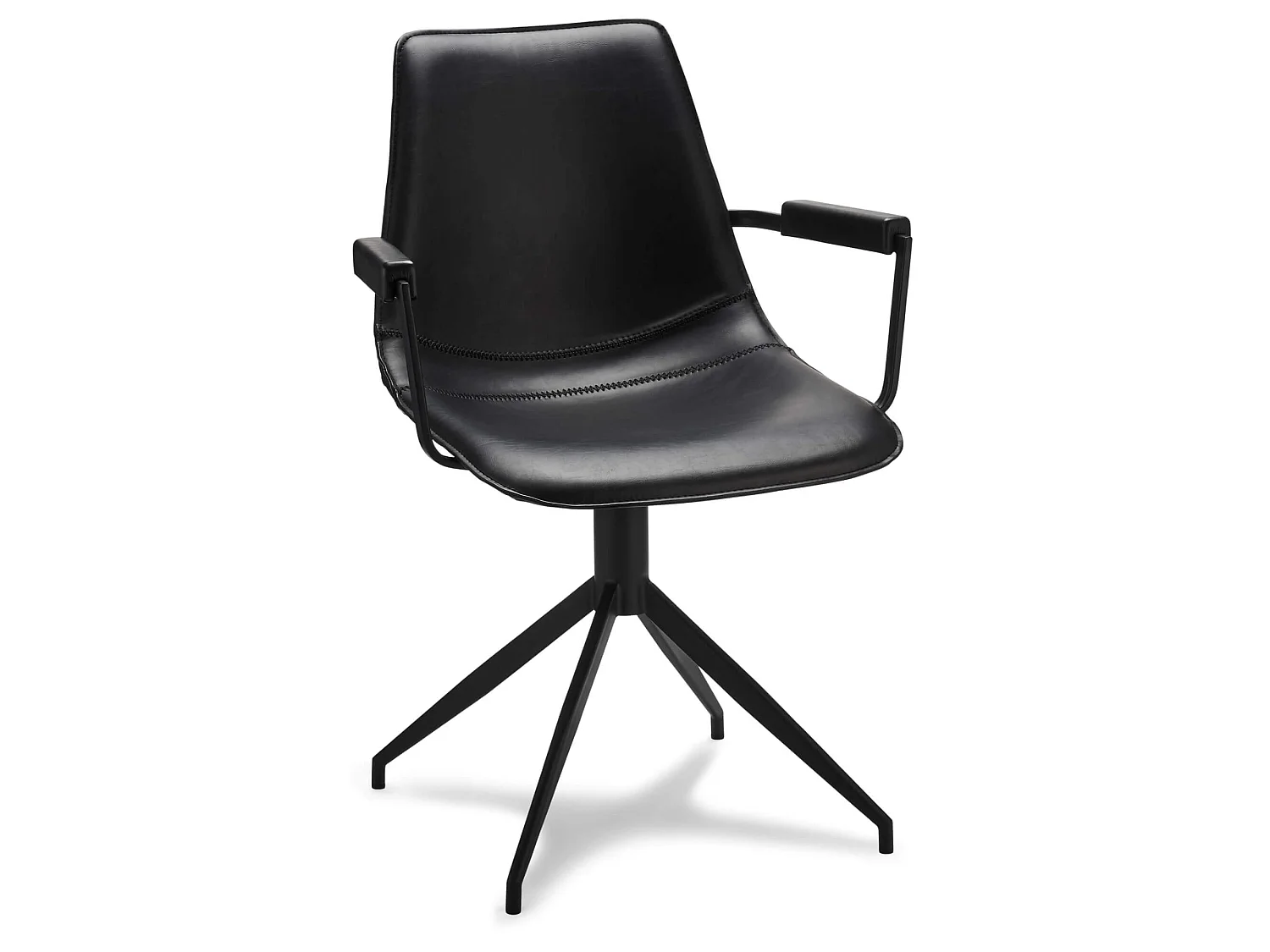 Lot de 2 chaises avec accoudoirs et pivotant Isabel - Simili et métal - Noir