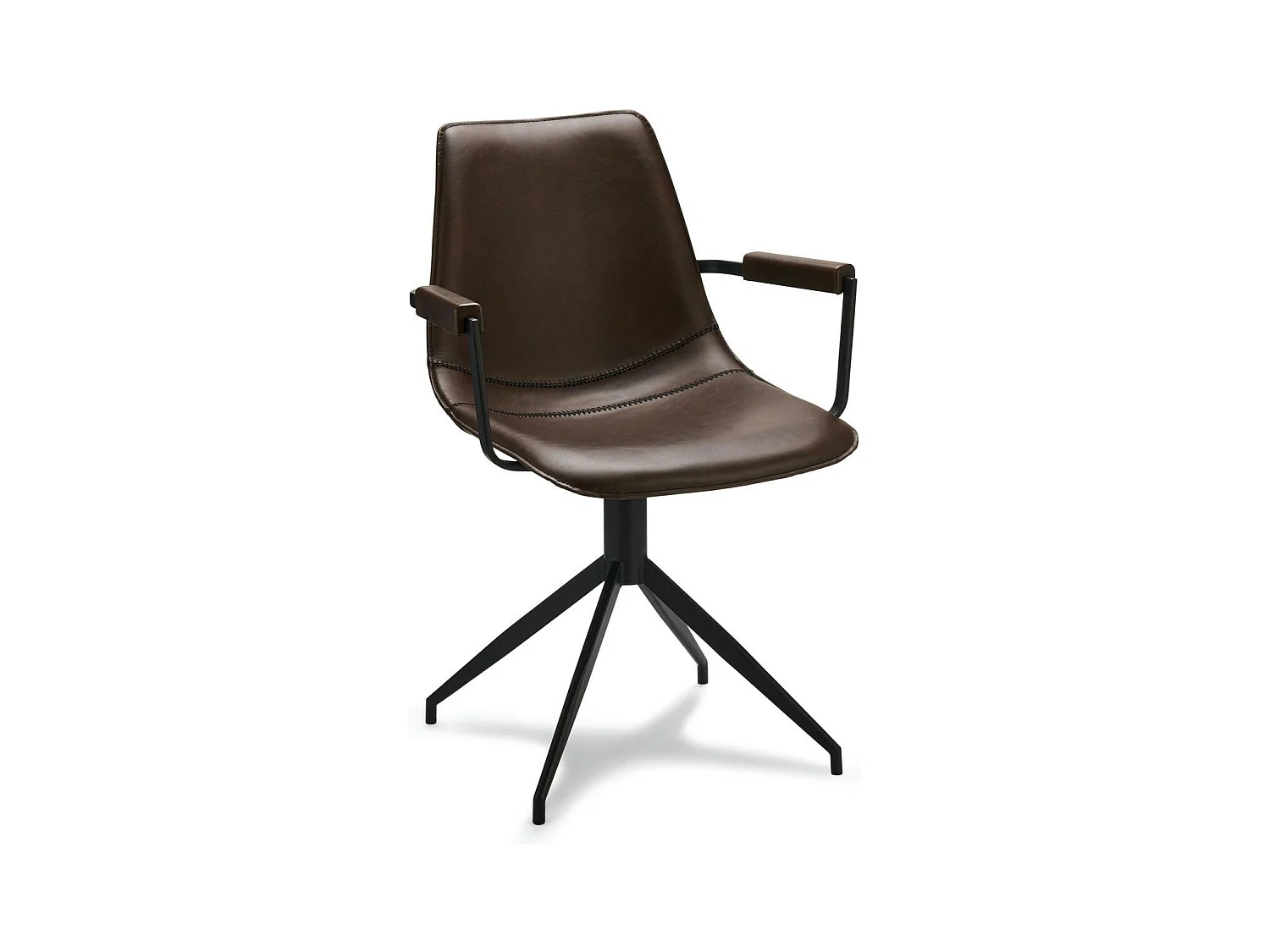 Lot de 2 chaises avec accoudoirs et pivotant Isabel - Simili et métal - Marron