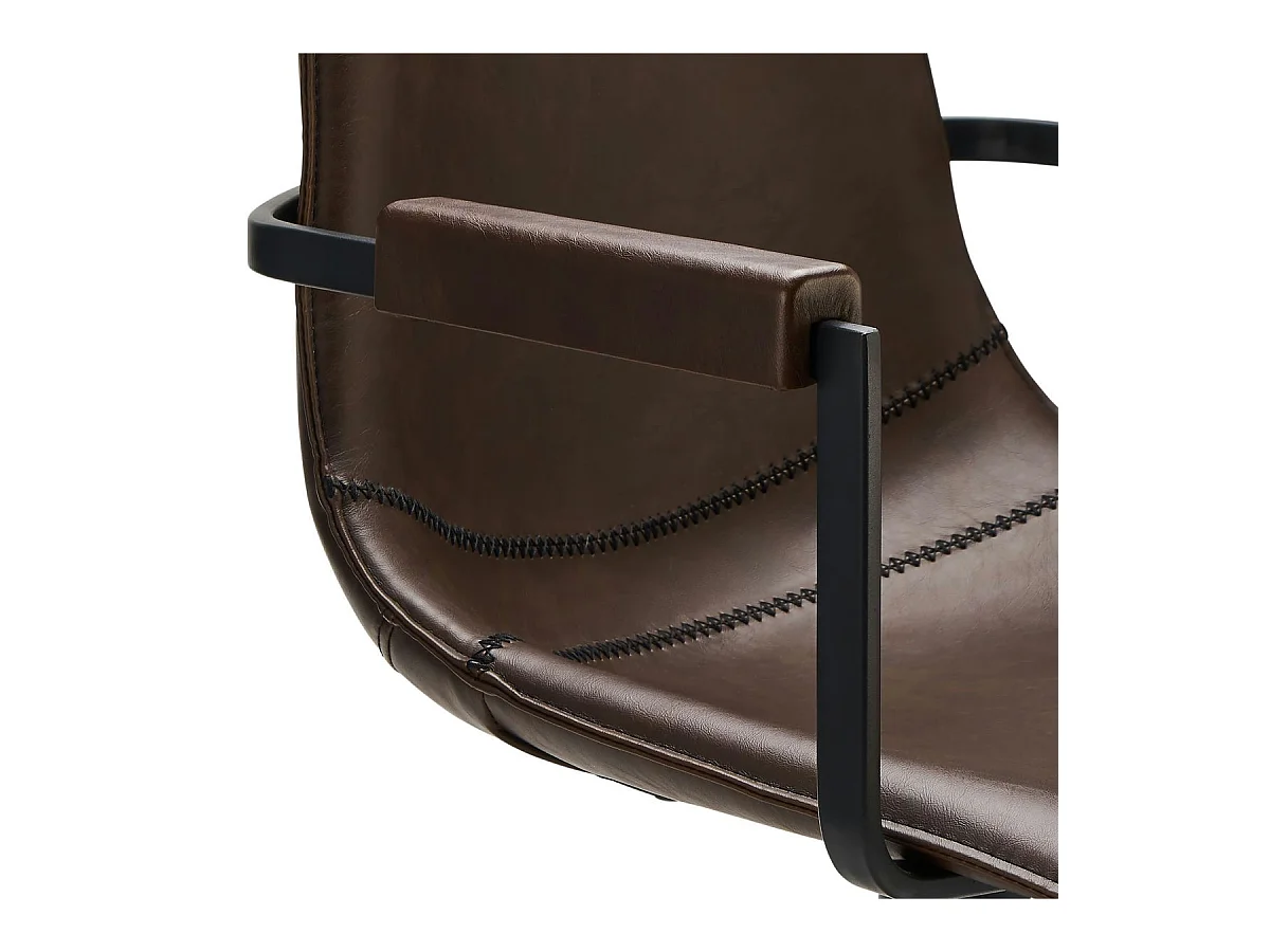 Lot de 2 chaises avec accoudoirs et pivotant Isabel - Simili et métal - Marron