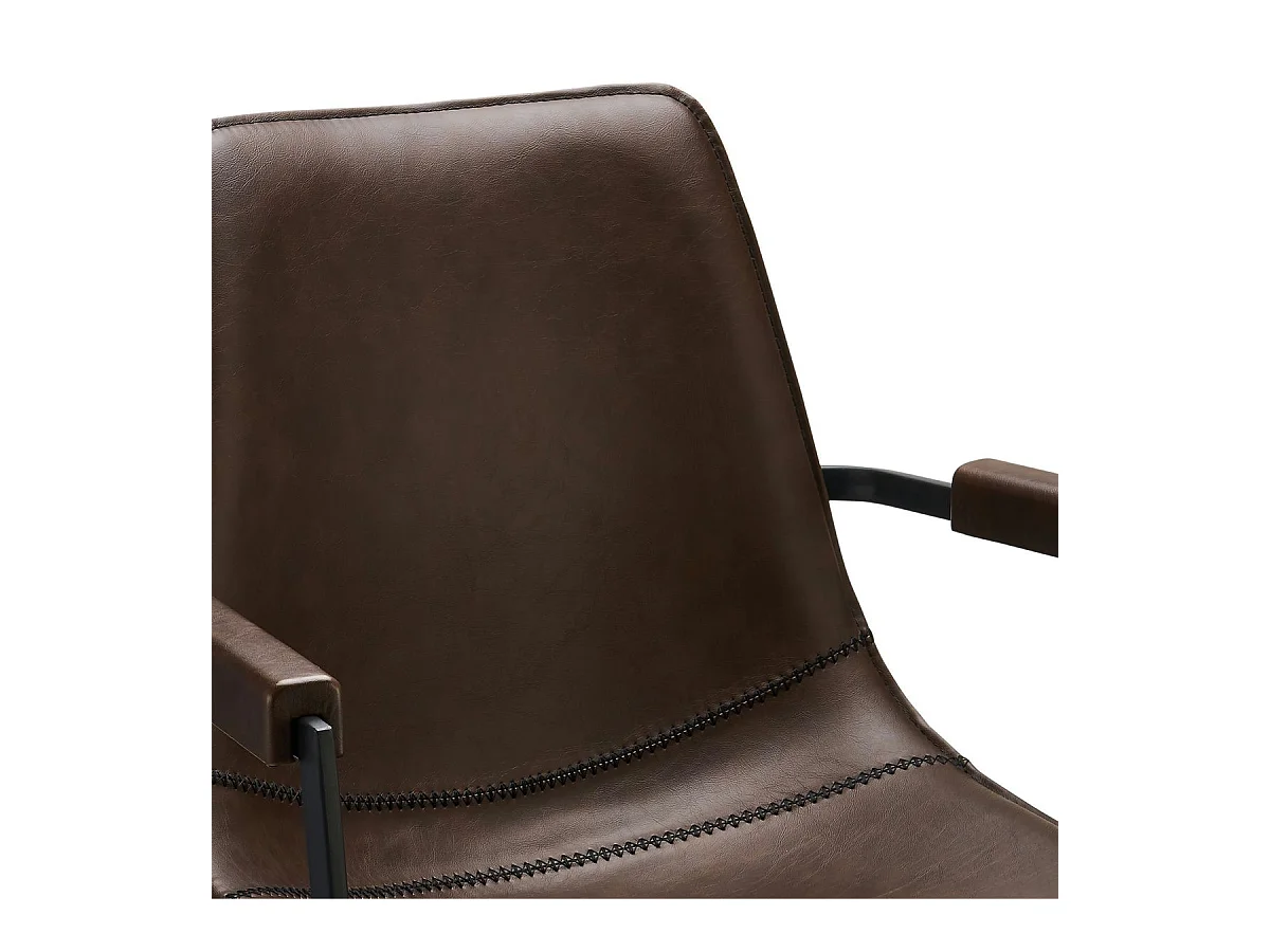 Lot de 2 chaises avec accoudoirs et pivotant Isabel - Simili et métal - Marron