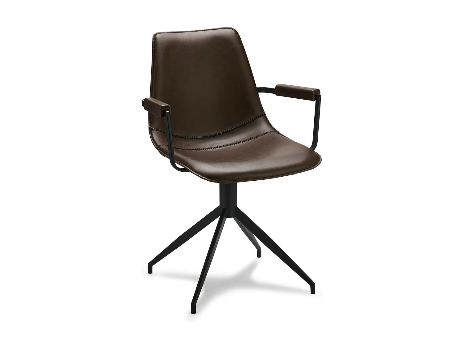 Lot de 2 chaises avec accoudoirs et pivotant Isabel - Simili et métal - Marron