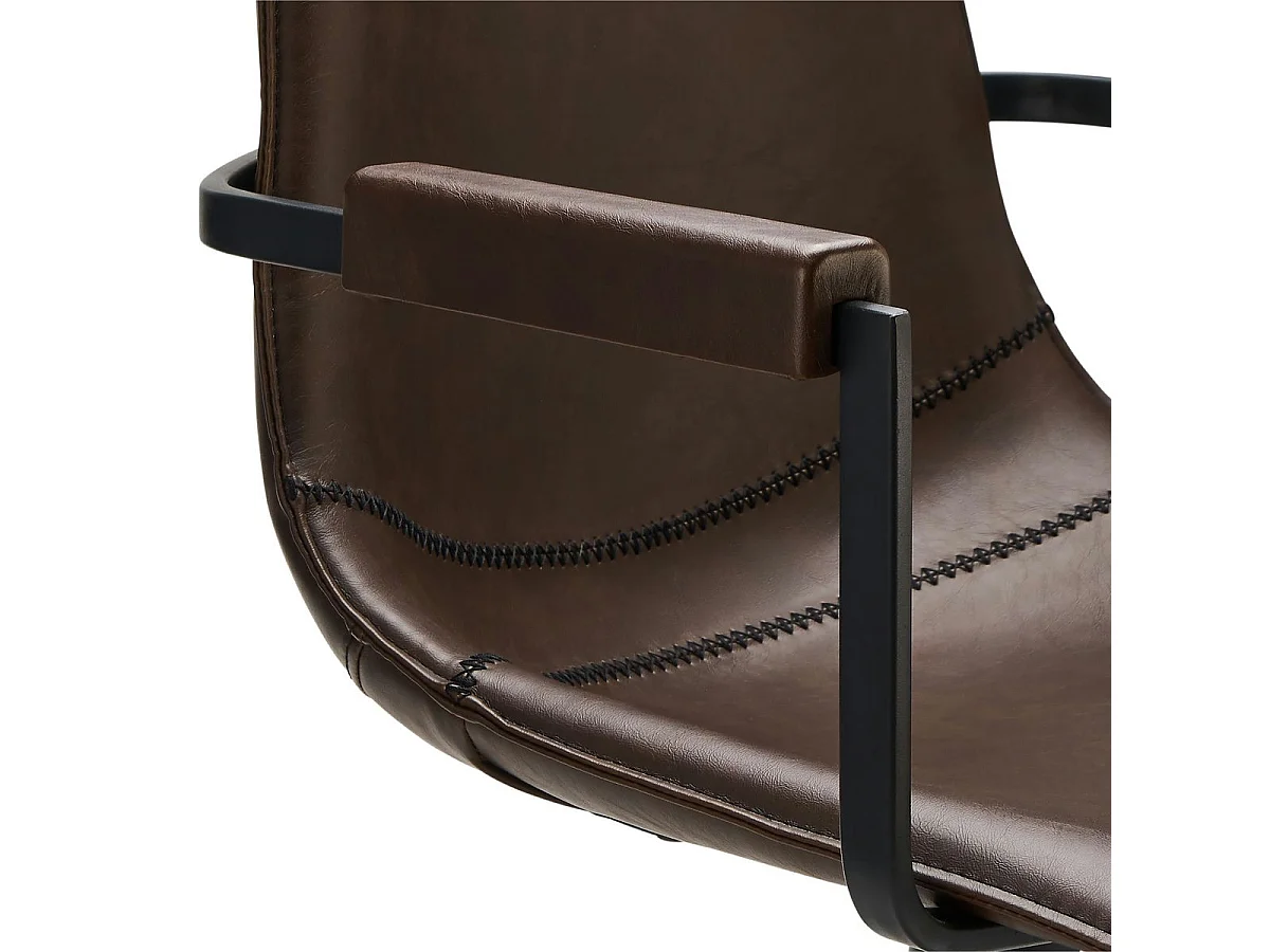 Lot de 2 chaises avec accoudoirs et pivotant Isabel - Simili et métal - Marron