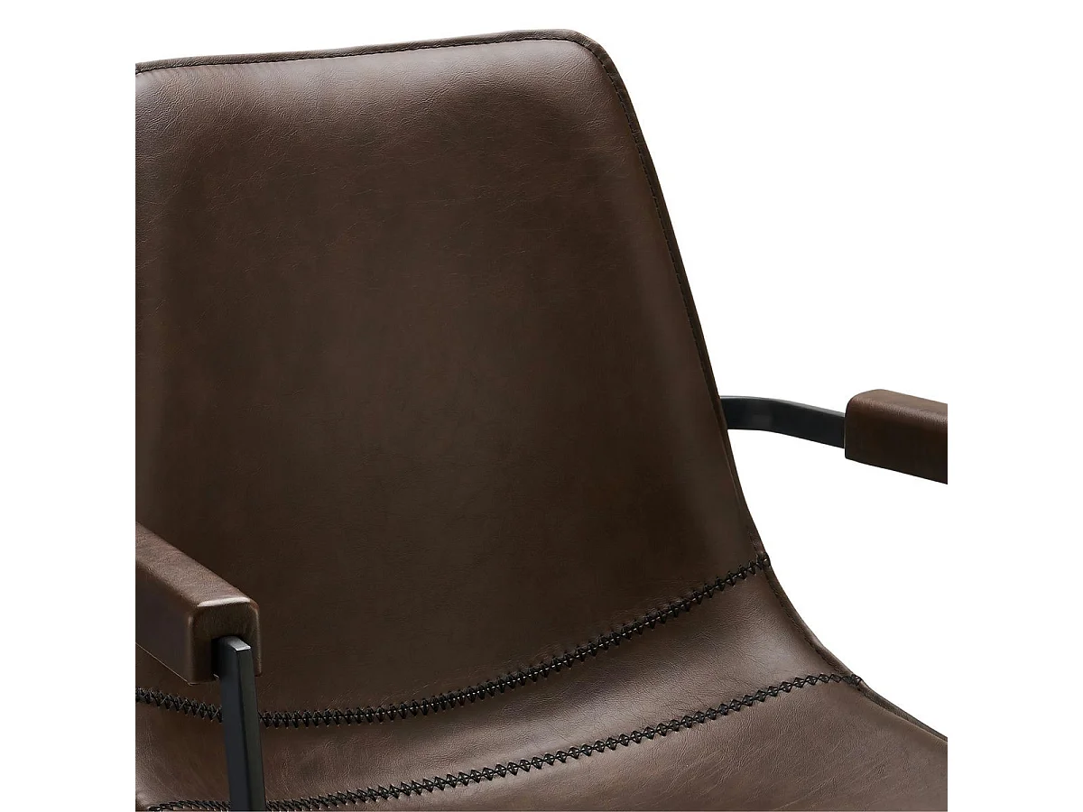 Lot de 2 chaises avec accoudoirs et pivotant Isabel - Simili et métal - Marron