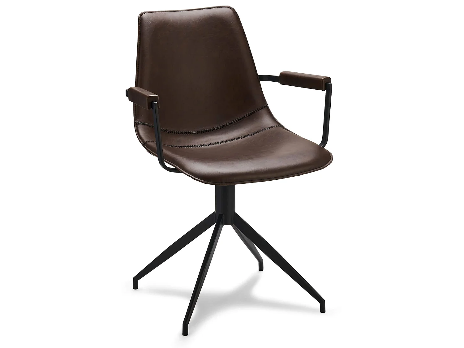 Lot de 2 chaises avec accoudoirs et pivotant Isabel - Simili et métal - Marron
