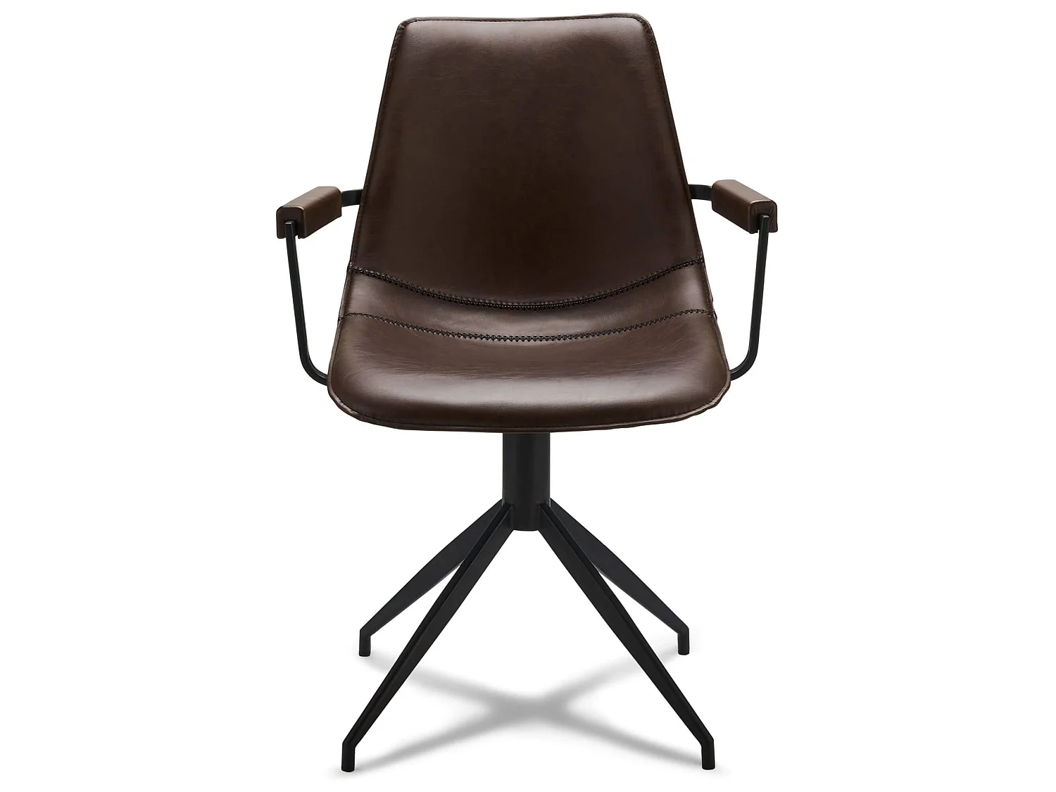 Lot de 2 chaises avec accoudoirs et pivotant Isabel - Simili et métal - Marron