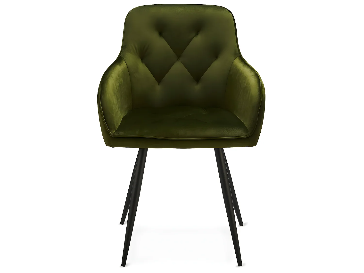 Lot de 2 chaises avec accoudoirs Nadja - Velours et métal - Olive Verte