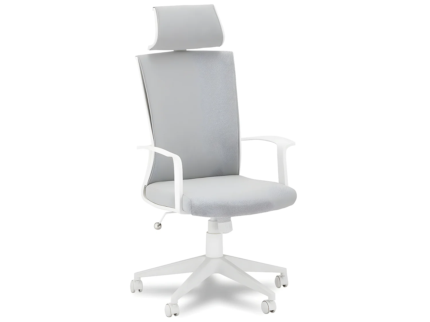 Chaise de bureau ergonomique Bolero - Réglable en hauteur - Pivotant - Inclinable - Tissu et métal - Blanc