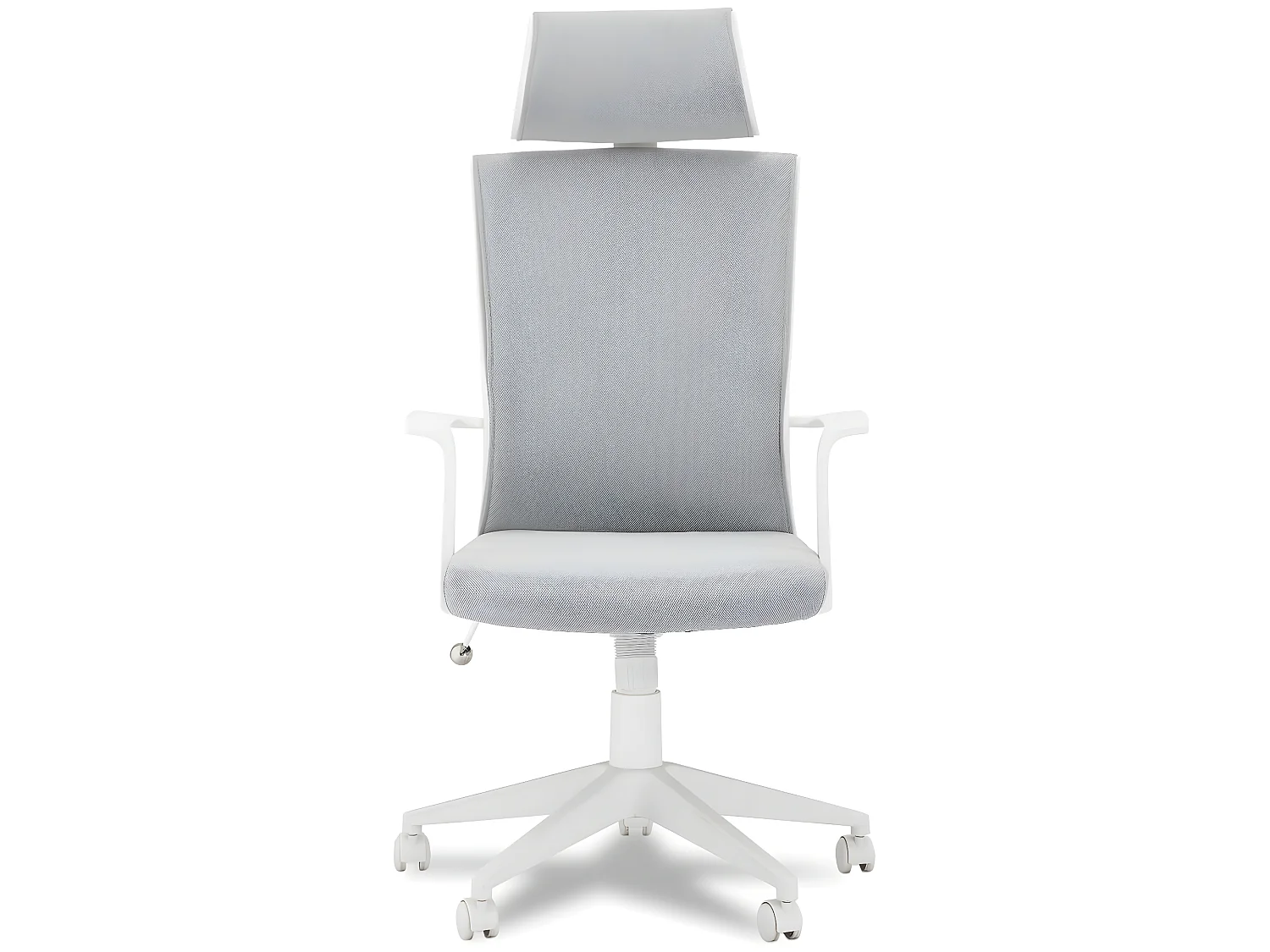 Chaise de bureau ergonomique Bolero - Réglable en hauteur - Pivotant - Inclinable - Tissu et métal - Blanc
