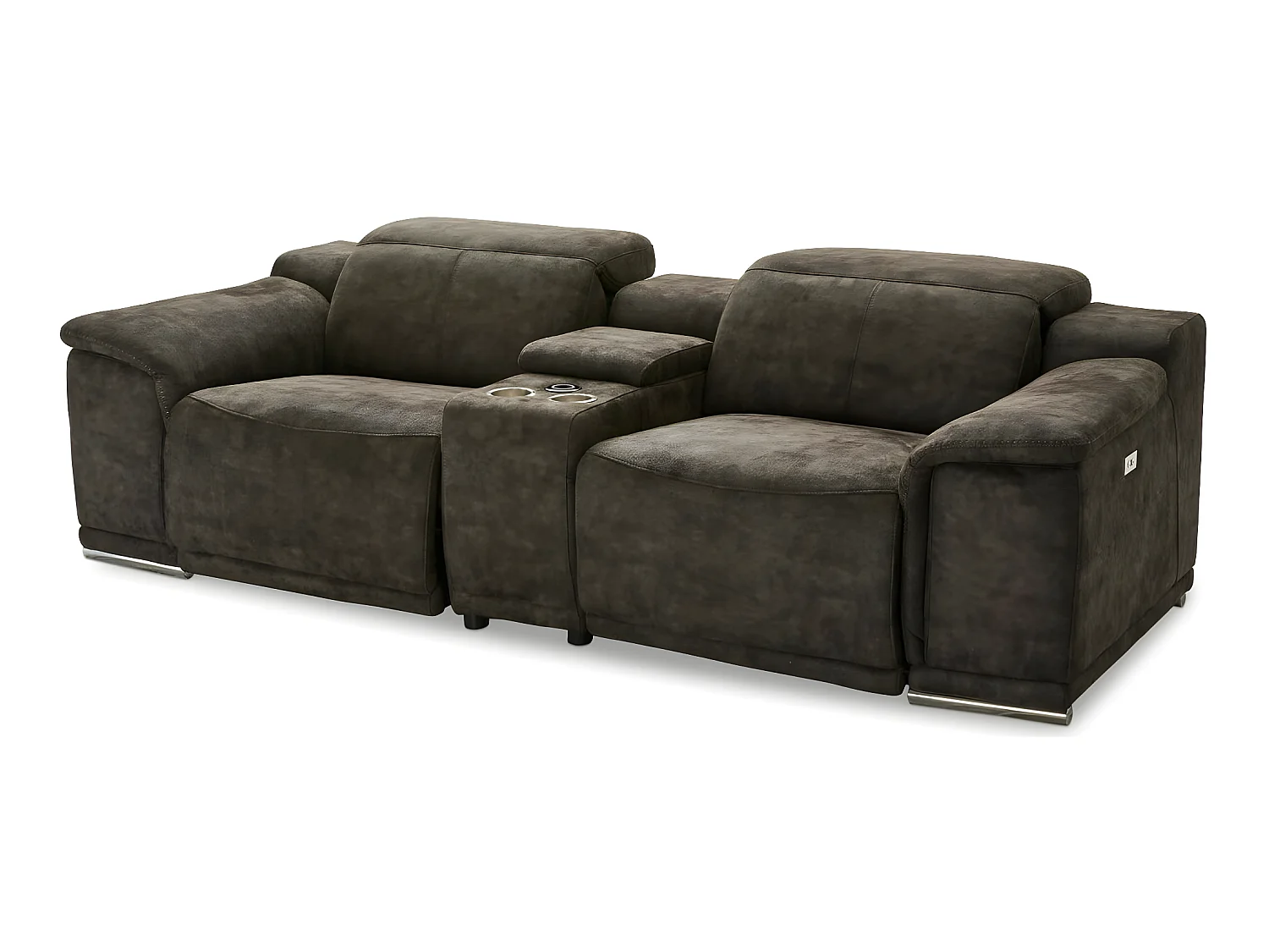 Canapé relax électrique Alexa - 2 places - Tissu - Taupe