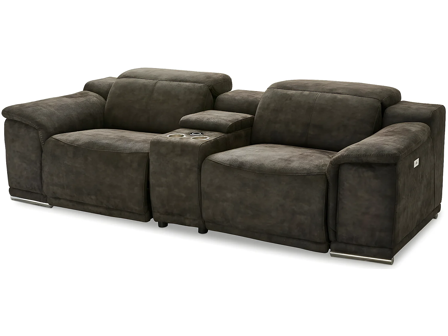 Canapé relax électrique Alexa - 2 places - Tissu - Taupe